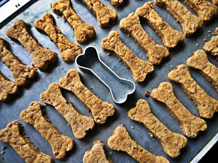  homemade bacon-flavored dog biscuits,